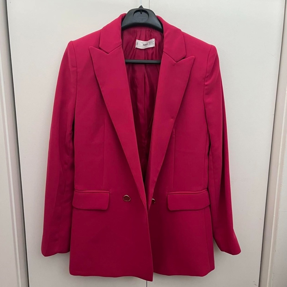 Mango Pink Blazer Tailored Suit Jacket